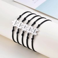 1-5PCS/Pack Customize Rope Jigsaw Bracelet for Women Men Engraving Friendship Sister Bracelets Mother Father Birthday Jewelry