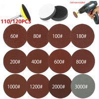 110/120Pcs Sanding Disc 2 Inch Round Sanding Sheet Sanding Pads Paper Drill Grinder Rotary Tools 60-3000 Grit for Metal WoodWork