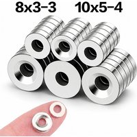 Countersunk Hole Ring Magnet N52 Super Strong Neodymium Disc Magnets with Hole Round Magnetic for Kitchen Cabinet, Tool Storage