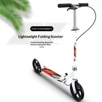 Foldable Adult Hand Brake Kick Scooter Large Wheel Two Wheel Commuter City Campus Kids Teen Adjustable Height Scooter Bike