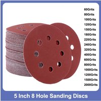 5/10/100pcs 5" 125mm 8 Hole Hook Loop Sanding Discs Sandpaper Pads Set 60Grits ~ 2000Grits Sander Disc Abrasive Polishing Tools