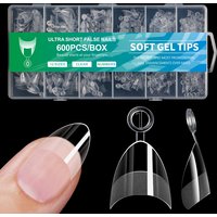 600pcs/box XSAlmond Half Cover Fake Nails Half Matte False Nail Extension Extra Short Almond Soft Gel Nail Tips for Small Nail B