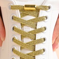 2 Paar/4 Paar Schnürsenkel ohne Krawatte, bunte Schnalle, goldene Schnürsenkel, Perlenlicht, bunt, modisch, ohne Krawatten, elastische Schnürsenkel 