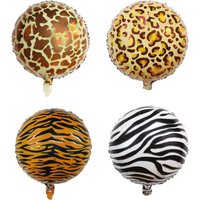 10Pcs 18inch Round Foil Balloons Tiger leopard Zebra Pattern Helium Balloon Globos Jungle Safari Tropical Party Decor Supplies