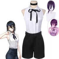 Costume Cosplay Anime Chainsaw Man Reze Cosplay Uniform Set Necklace Wig Halloween Carnival Party Dress Girl