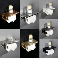 Brushed rose gold toilet paper holder with cell phone anti-slip holder bathroom paper towel holder toilet paper roll holder