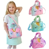 new Handbags Children Lovely Crossbody Bag Kids Girls Small Purse Colorful Plush Single Shoulder Storage Bag