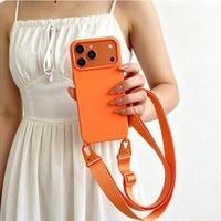 New Crossbody Lanyard Matte Silicone Soft Case For iPhone 17 Pro Max 16 12 11 15 Pro 13 14 Plus Necklace Strap Shockproof Cover