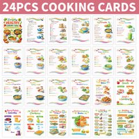 24pcs Everyday Healthy Cooking Recipes Cards,Practical Kitchen Guide Cards For Beginner Cooks,Clean Eating Planning Helper Cards