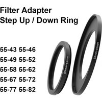 Camera Lens Filter Adapter Ring Step Up or Down Ring Metal for 55mm lens - 43 46 49 52 58 62 67 72 77 82mm UV ND CPL Lens Hood