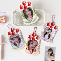 Girl Heart Cartoon Strawberry 3 Inch Pendant Card Holder Kpop Photocard Display Subway Card Case