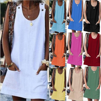 Summer Dresses Cotton Linen Fashion Clothes Women Clothing Streetwear Casual Vintage Elegant Y2k Dress for Women New