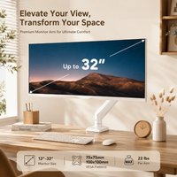 Heavy Duty Single Monitor Desk Mount, Adjustable Arm Stand for 13–35 Inch Screens, Space-Saving Clamp Bracket for Office & Gamin