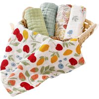 Elinfant 5PCS Bamboo Muslin Washcloths Face Towel Burp Cloth Soft Muslin Bibs Towel Set Wash Cloth Wipes