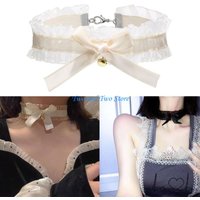 HX6F Vintage Bow-Knot Choker Necklace Gothic Jewelry Women Short Chain Necklace