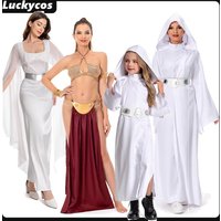 Leia Princess Movie Cosplay Costume Women Girls Kids Sexy Metal Style Dress Outfits Halloween Carnival Suit