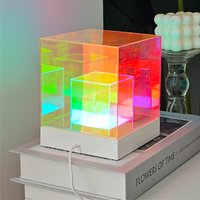 Colorful Cube Table Lamp Led Colored Acrylic Table Lamps For Living Room Bedroom Nordic Home Decor Light Night Bedside Lamp