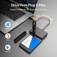 USB-C 10Gbps Dual SSD Adapter M.2 NVMe SATA 2.5inch 3.5” HDD Dock UASP/TRIM Support Tool-Free Plug & Play for Windows Mac Linux