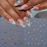 2pcs Shiny Stars Moon 3D Nail Art Stickers Bohemian Style Sparkle Heart Moon Nail Art Decals DIY Manicure Decorations Accessory