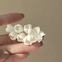 Vintage Jasmine Hair Clip Handmade Simulated Flower Hairpin For Women Girls Trendy Headwear Exquisite Jewelry Hair Accessories