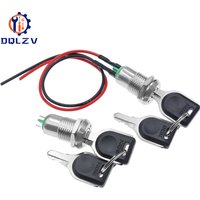 Electronic Key Switch Rotary 12mm 2 Position 1A Zinc Alloy 2 Keys 1PC ON OFF Phone Lock Security Power Button Tubular Terminals