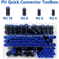 23/60/80pcs PU Kit Boxed 6mm Hose Connector PU Series Push in Quick Connection Plastic Air Water Pipe Tube Pneumatic Fittings