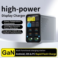 New 140W GaN Smart Multi Port Charger Desktop Charger PD+QC Multiport Intelligent Digital Display Charger for Phones & Tablets image 4