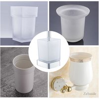 Frosted glass toilet brush cup matt cleaning brush holder bathroom square toilet brush holder accessory