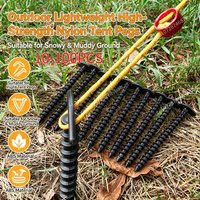 10-100P Outdoor Camping Tent Pegs Spiral Design ABS Plastic Stakes For Soft Snow And Muddy Ground Reliable Shelter Anchoring Kit