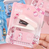 Cartoon Stapler Mini Stapler Set Cute Student Stationery Bookbinding Machine Test Paper Stapler School Gift Office Accessories