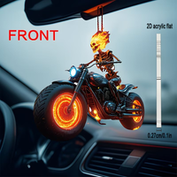 1pc Enchanting Flame Skull Motorcycle Decoration - Suitable for car rearview mirrors, keychains, or home suspension decorations