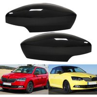 Gloss Black Wing Door Mirror Cover Caps Casing L+R For Skoda Fabia III NJ 15-19