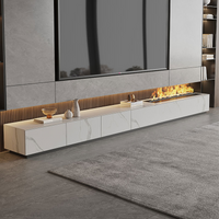 3D Mist Fireplace TV Stand - Built-in Electric Faux Flame with Steam Effects, Slate Surface Media Cabinet & Humidifier