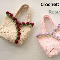 Crochet Rose Flower BagdiyHandmade Yarn Crochet Flower Bag Kit Transforms into Rose Blanket