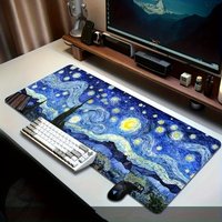 Van Gogh Art Style Starry Night Large Mouse Pad Desk Mat Non-Slip Stitched Edge Gaming Mats PC Accessories Keyboard Mousepads