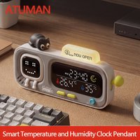 DUKA MOODA Horloge intelligente de bureau avec affichage de la température et de l'humidité, thermomètre et hygromètre numérique électrique pour la maison, rappel intelligent et amusant