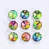 20PCS Crystal Octagon Beads Suncatcher Prism Chandelier Parts Replacement DIY Glass Bead Garland Strand Hanging Jewelry Making