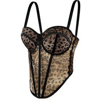 Sexy Irregular Push Up Boned Corset Y2k Crop Tops French Ladies Bustier Bra Vest Tank Top Women Leopard Mesh Corsets Streetwear