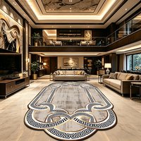 Golden Luxury Style Fluffy Irregular Shaped Rug Decoration Bedroom Bedside Antiskid Soft Carpet Washable Short Velvet Floor Mats