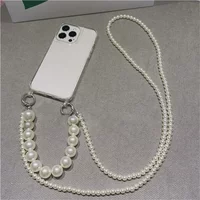 Luxury Crossbody Pearl Necklace Lanyard Transparent Case For iPhone17 16 14 11 12 13 15 Pro Max XR X XS Chain Strap Cover
