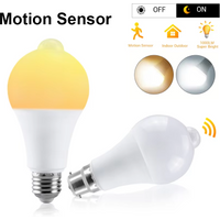 E27 B22 LED Motion Sensor Light Bulb 12W 15W 18W 20W Smart Bulb PIR Auto ON/OFF Night Light For Stairs Garage Bedroom Hallway