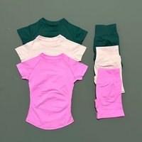2 Pieces Sports Sets Seamless Yoga Short Sleeve Top Fitness Set Women Workout Running Sports Shorts Gym Suit