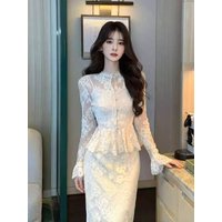 Gentle Wind Beautiful Lace Top And Half Skirt Two-Piece Set Whole OOTD Spring 2025 Fashion Comfortable Cotton High Waist