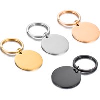 4PCS 25mm/30mm/35mm Stainless Steel Polished Blank Round Tag Key chain Charm Pendants For DIY Custom Jewelry Making Key Rings