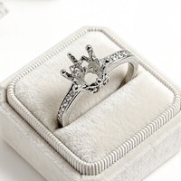 CZ Semi Mount Ring, Adjustable Ring Blank with Prong Setting -Round 6.5mm Ring Making Bases & DIY Ring Blanks For Jewelry Making