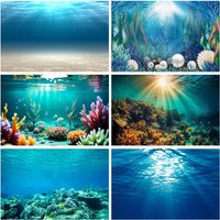 Undersea World Seabed Backdrop Decor Ocean Underwater Fish Coral Baby Birthday Aquarium Photography Background Photo Studio Prop