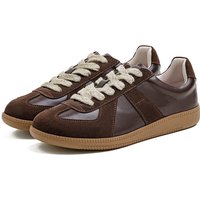 Maden Classic Brown Spliced German Trainer Shoes Flat Low-top Sneakers for Men's Spring and Autumn Casual Lace-up Sporty Shoes