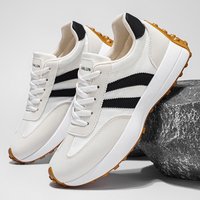 A pair of men's spring casual sports shoes. Striped design on the upper. Thickened, wear-resistant and highly scratch-resistant