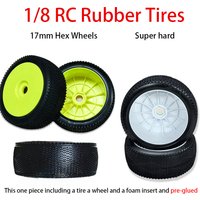 4PCS 1/8 Off Road RC Rubber Buggy Tires 17mm Hex Hub Wheels Super hard For HoBao VS FS Nanda 1/8 Buggy Short Course Truck