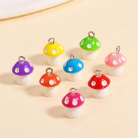 10Pcs Cute Colorful 3D Mushroom Plant Vegetable Resin Charms Earrings Phone Keychain Pendant for DIY Jewelry Making Crafts